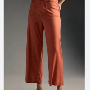 Anthropologie Colette Wide-Leg High-Rise Pants in deep red orange size 29
